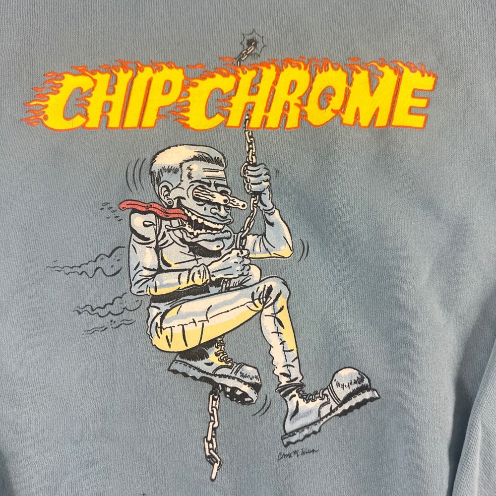 Champion Men's Medium Crewneck Sweatshirt Blue Chip Chrome Skeleton Graphic‎ - Picture 2 of 9